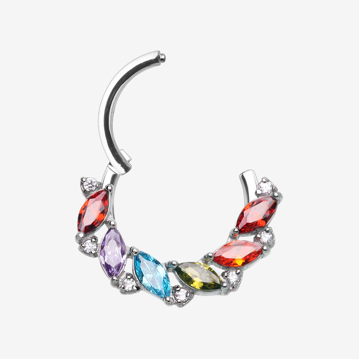 Detail View 1 of Brilliant Sparkle Marquise Weave Wreath Clicker Hoop Ring-Multi-Color