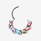 Detail View 1 of Brilliant Sparkle Marquise Weave Wreath Clicker Hoop Ring-Multi-Color