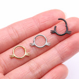 Detail View 2 of Golden Adorable Kitty Cat Whisker Clicker Hoop Ring