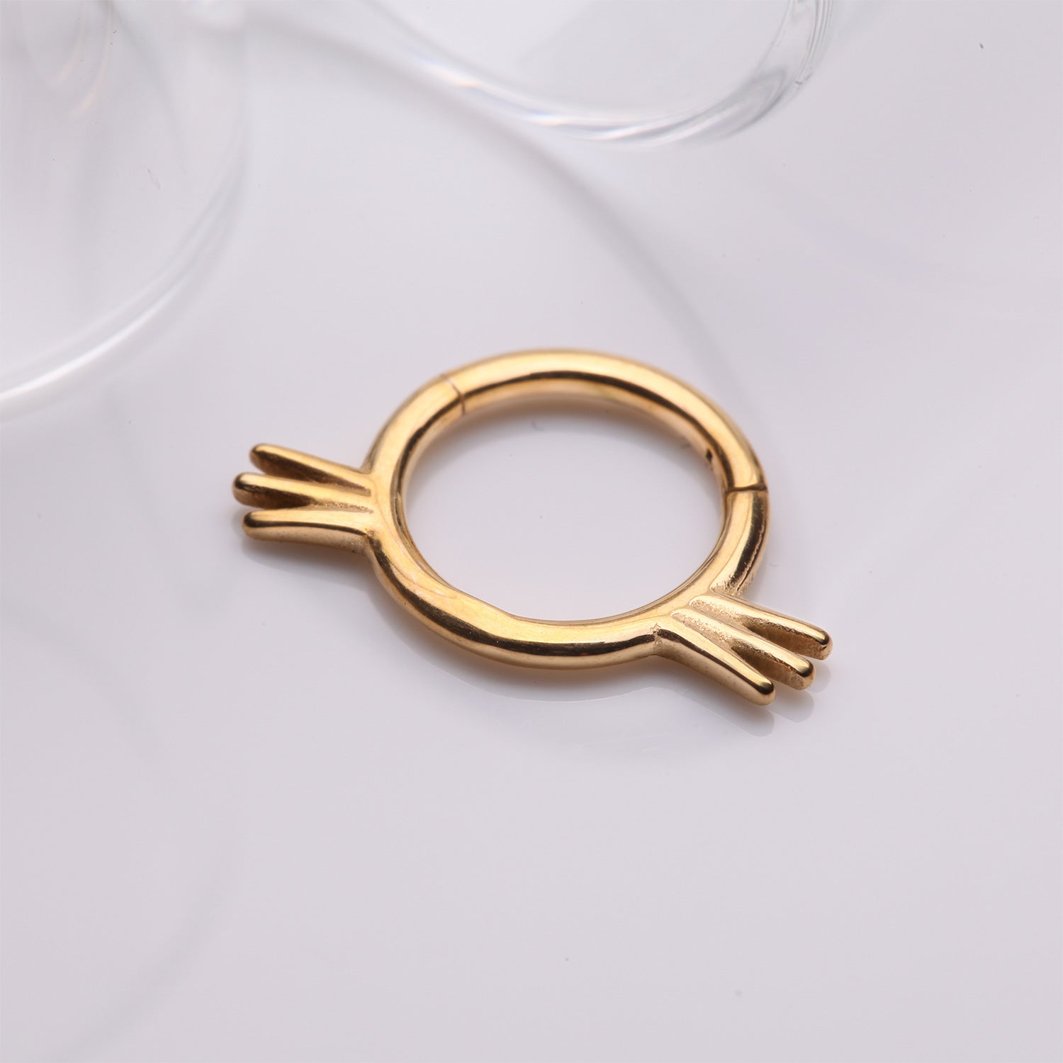 Detail View 1 of Golden Adorable Kitty Cat Whisker Clicker Hoop Ring