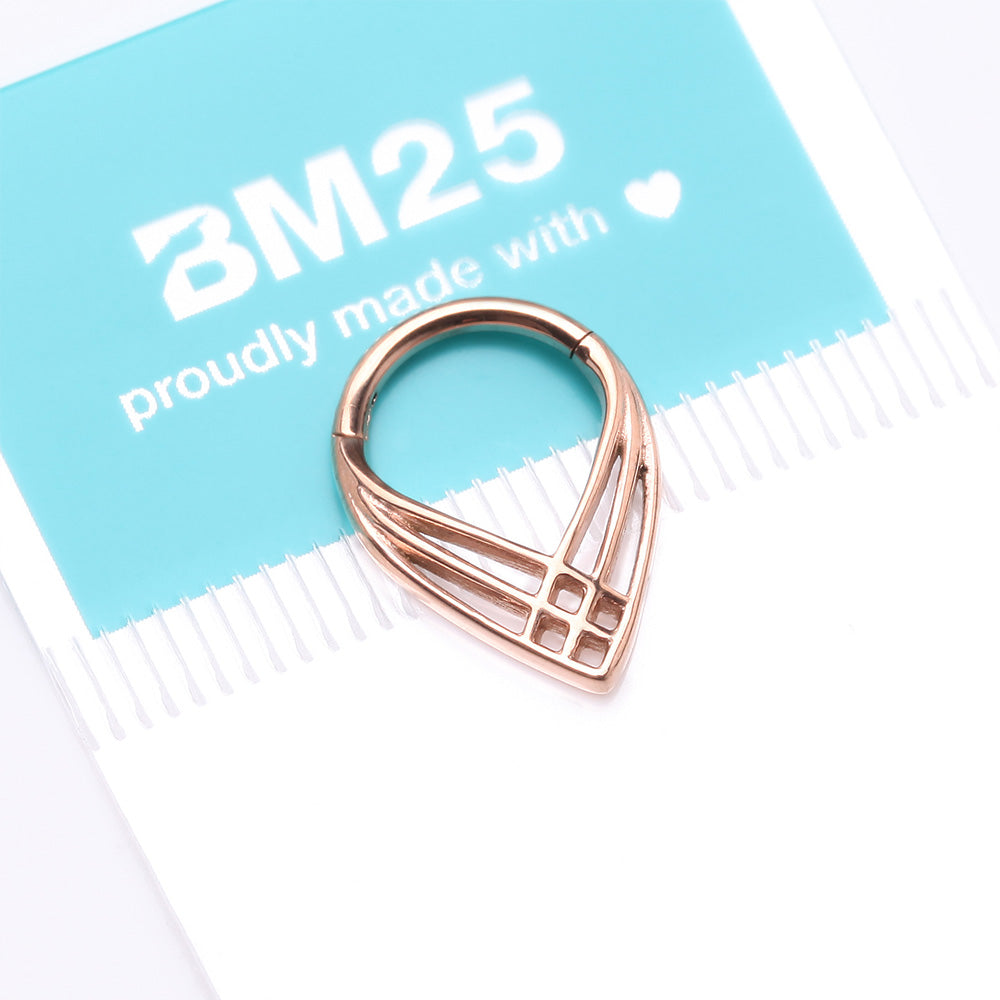 Detail View 4 of Rose Gold Triple Cross Weave Clicker Hoop Ring