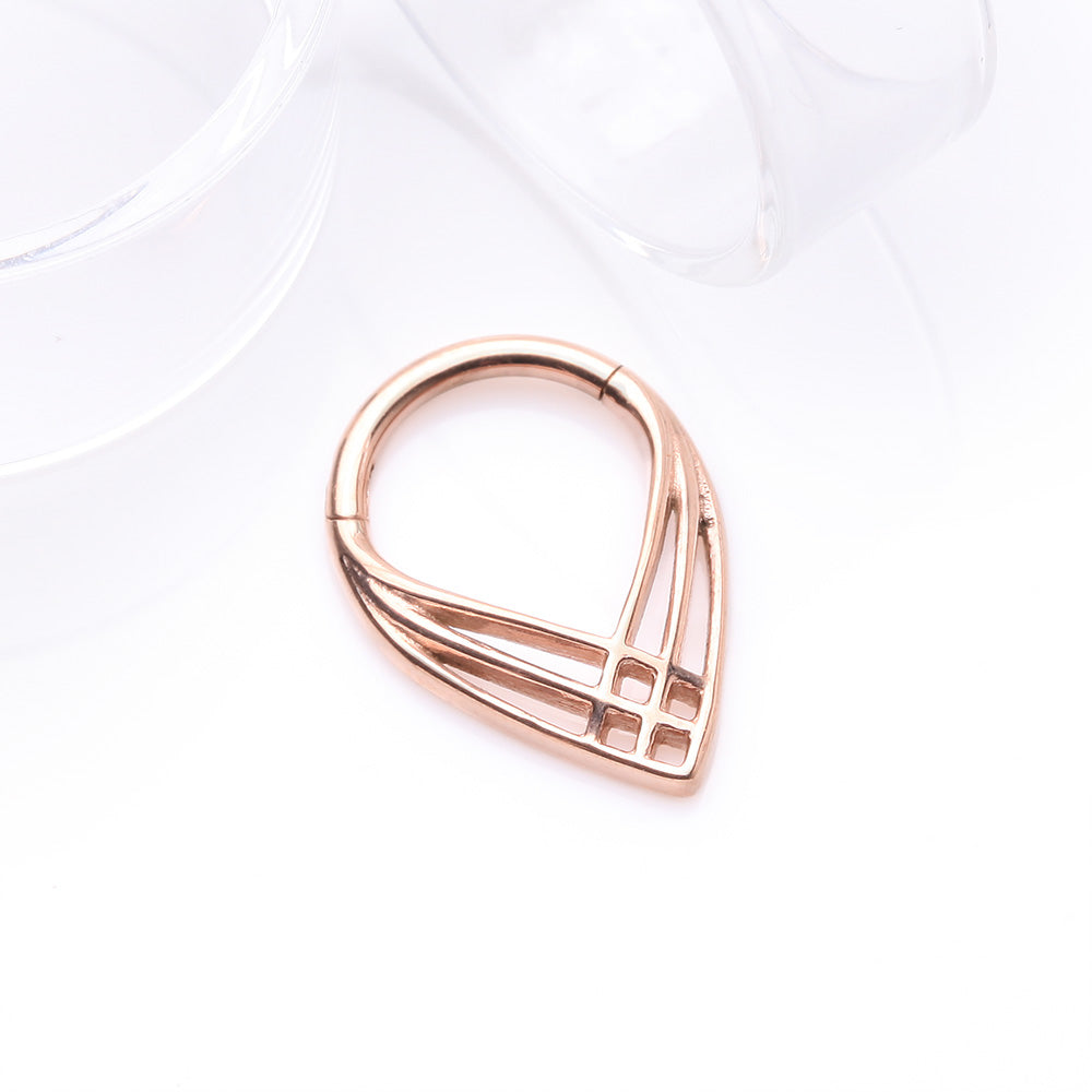 Detail View 2 of Rose Gold Triple Cross Weave Clicker Hoop Ring