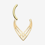 Detail View 1 of Golden Triple Cross Weave Clicker Hoop Ring