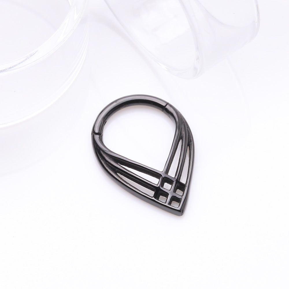 Detail View 2 of Blackline Triple Cross Weave Clicker Hoop Ring