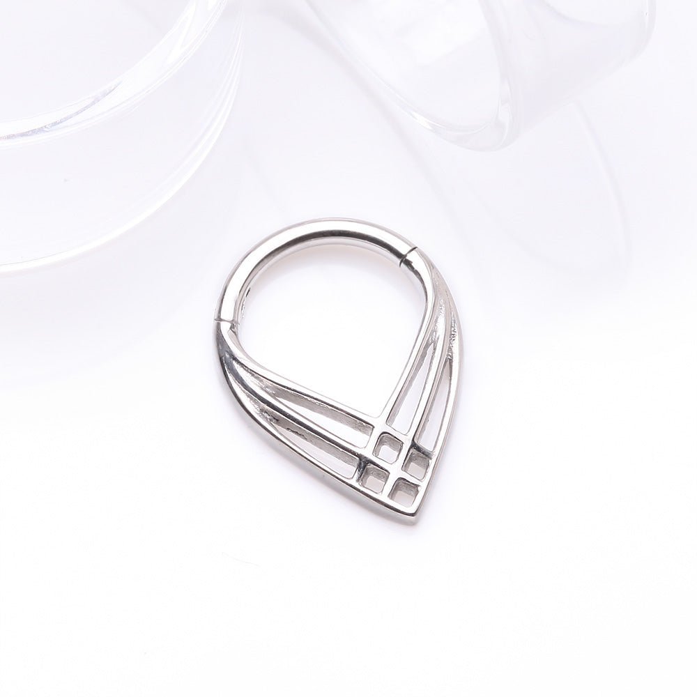 Detail View 2 of Triple Cross Weave Clicker Hoop Ring