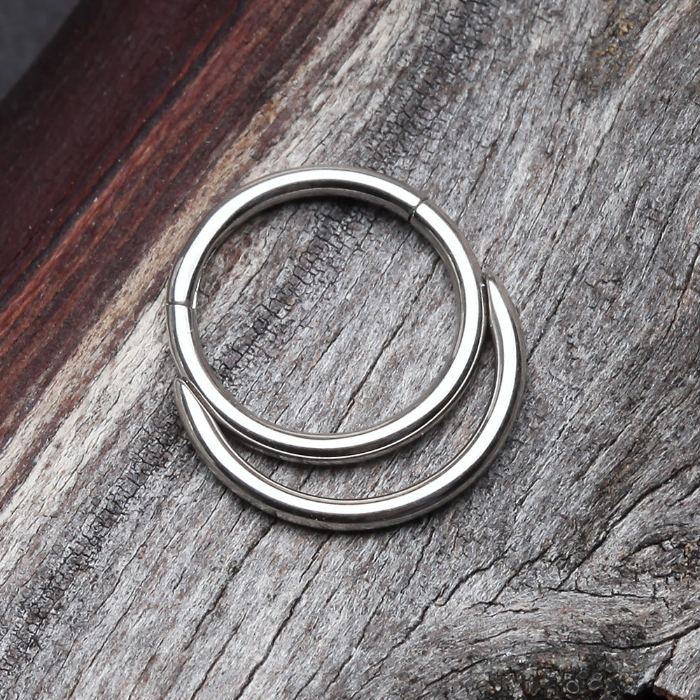 Detail View 2 of Classic Double Loop Accent Clicker Hoop Ring