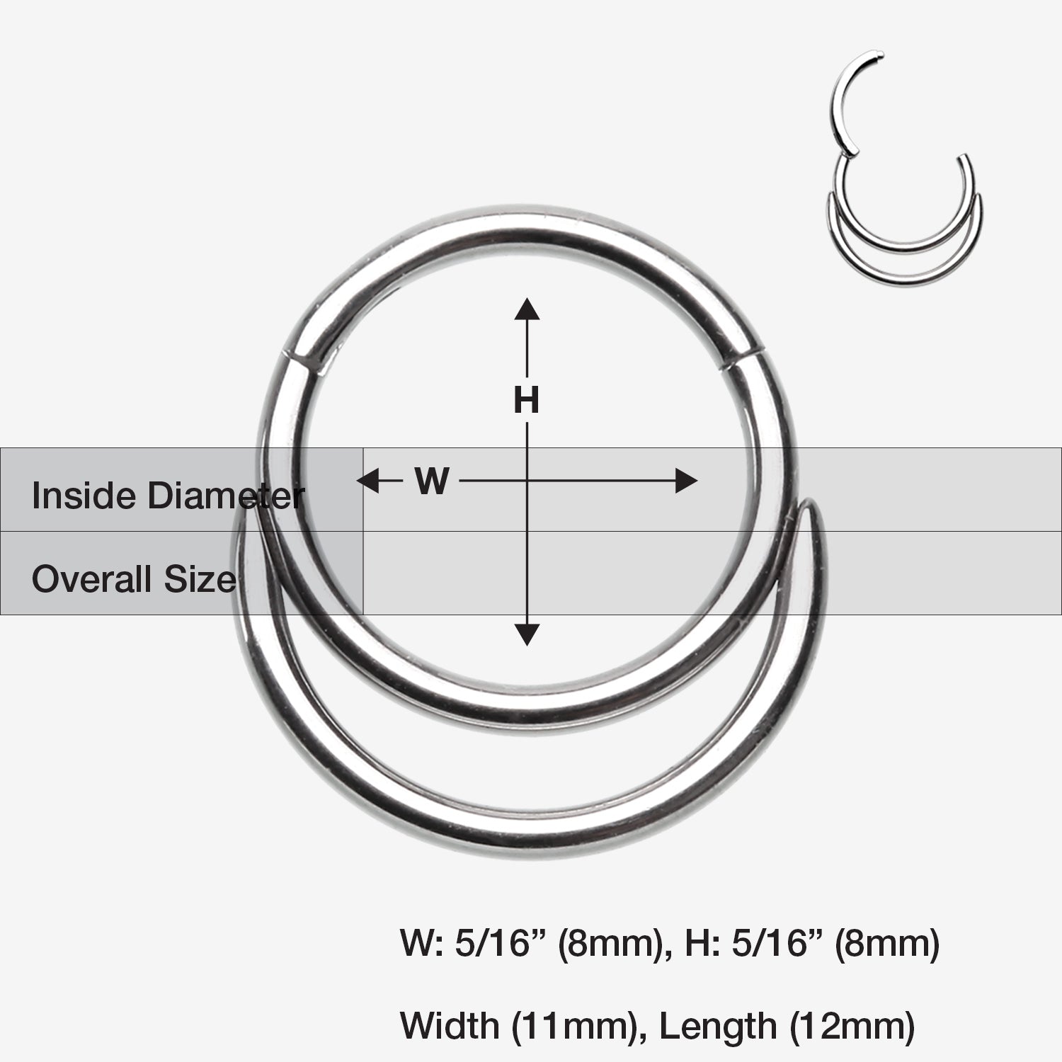 Detail View 1 of Classic Double Loop Accent Clicker Hoop Ring