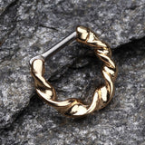 Detail View 2 of Golden Figaro Twist Septum Clicker Ring-Gold