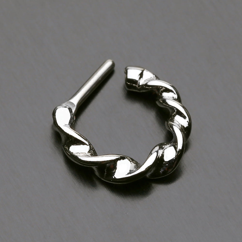 Detail View 3 of Figaro Twist Septum Clicker Ring-Steel