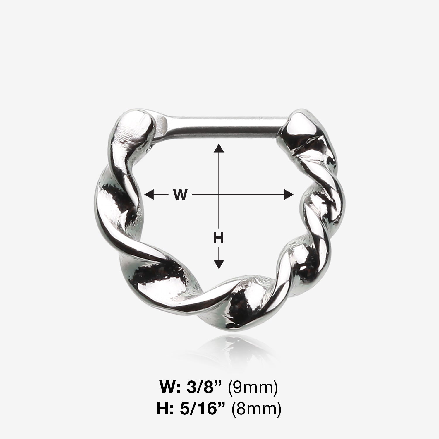 Detail View 1 of Figaro Twist Septum Clicker Ring-Steel