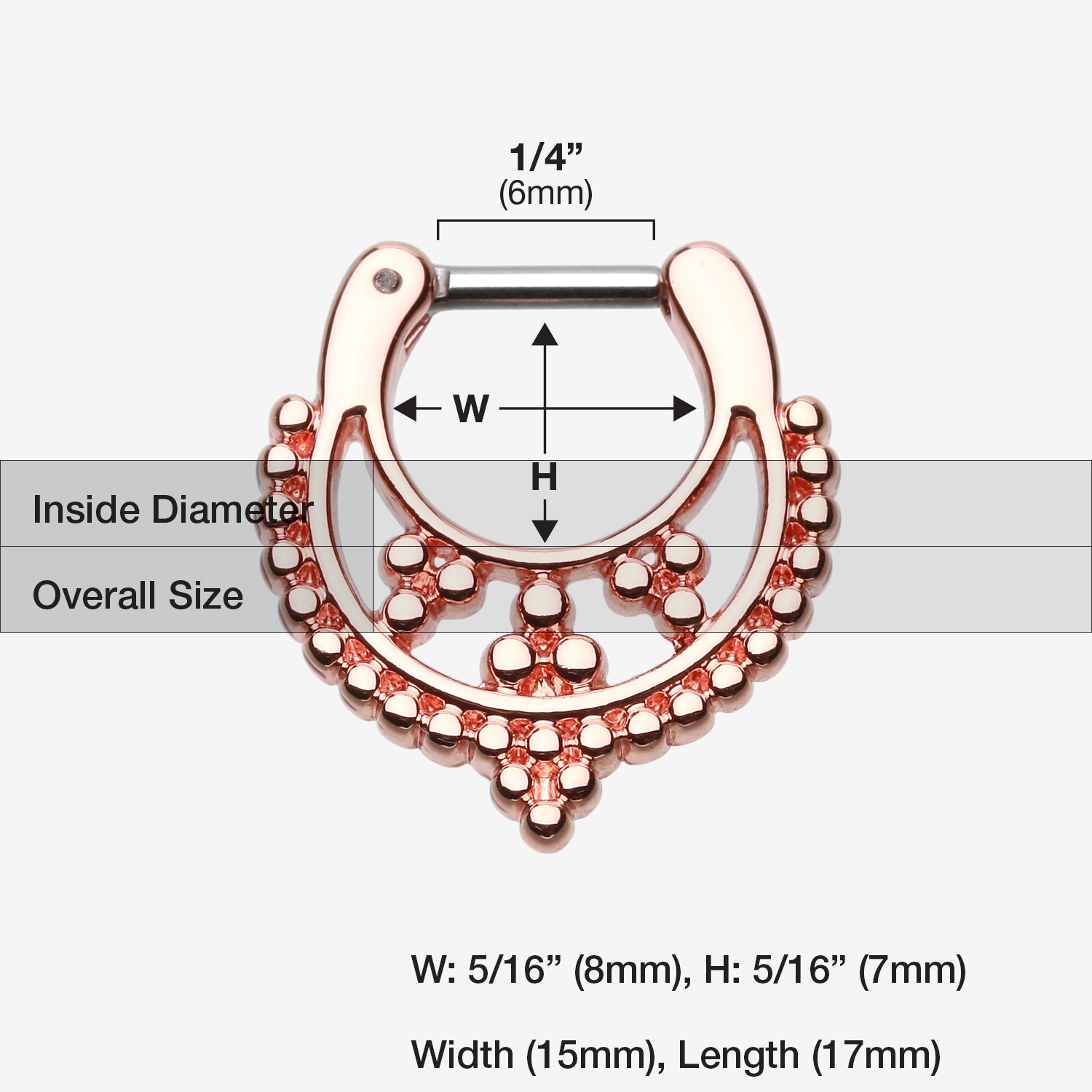 Detail View 1 of Rose Gold Royal Filigree Septum Clicker-Rose Gold