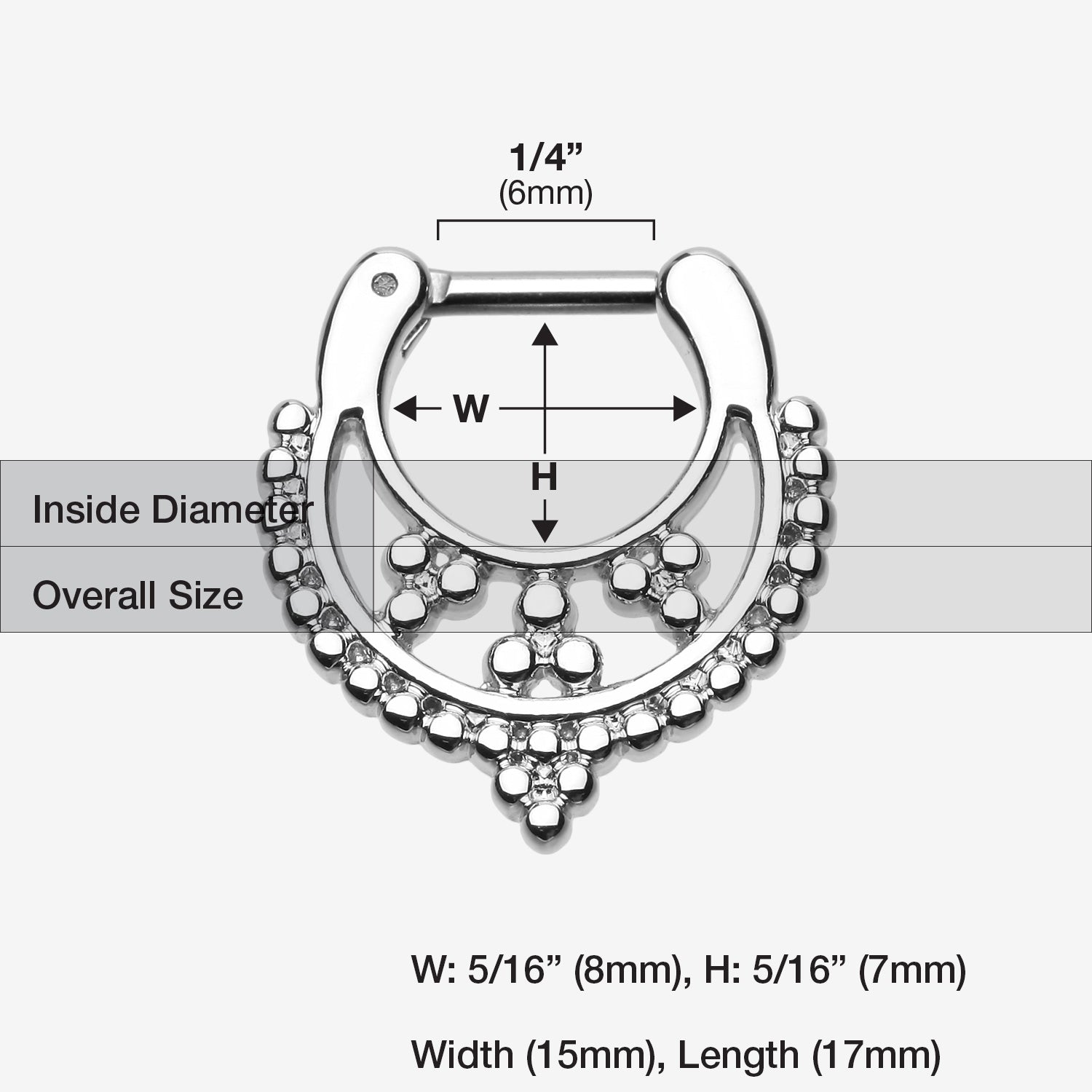 Detail View 1 of Classic Royal Filigree Septum Clicker-Steel