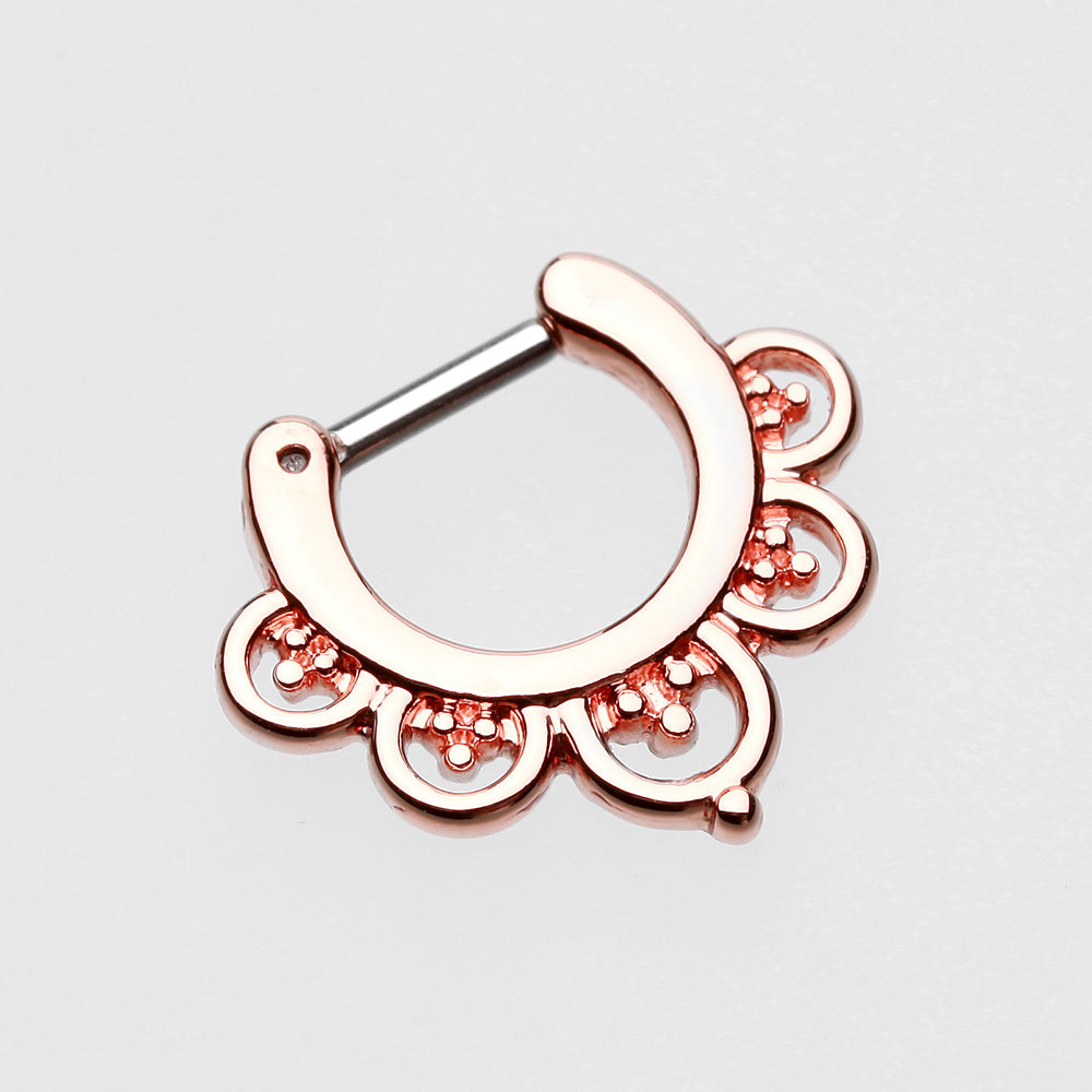 Detail View 2 of Rose Gold Imperial Filigree Septum Clicker-Rose Gold