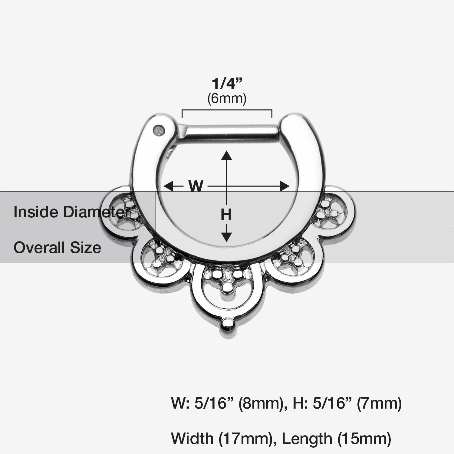 Detail View 1 of Imperial Filigree Septum Clicker-Steel