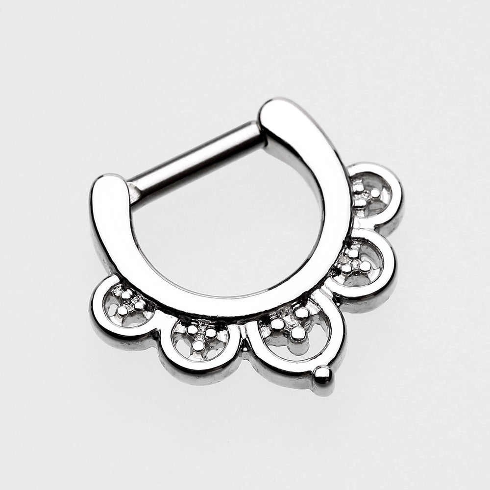 Detail View 2 of Imperial Filigree Septum Clicker-Steel