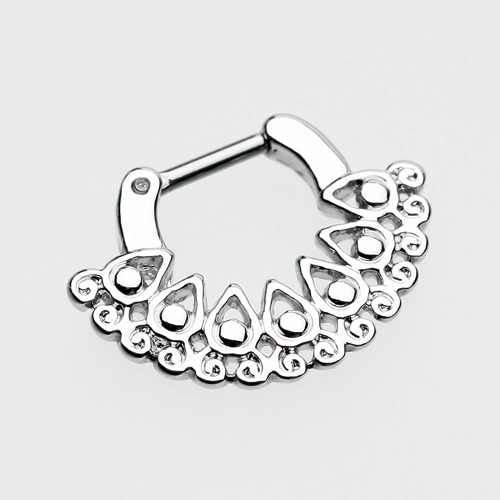 Detail View 2 of Arioso Filigree Septum Clicker-Steel