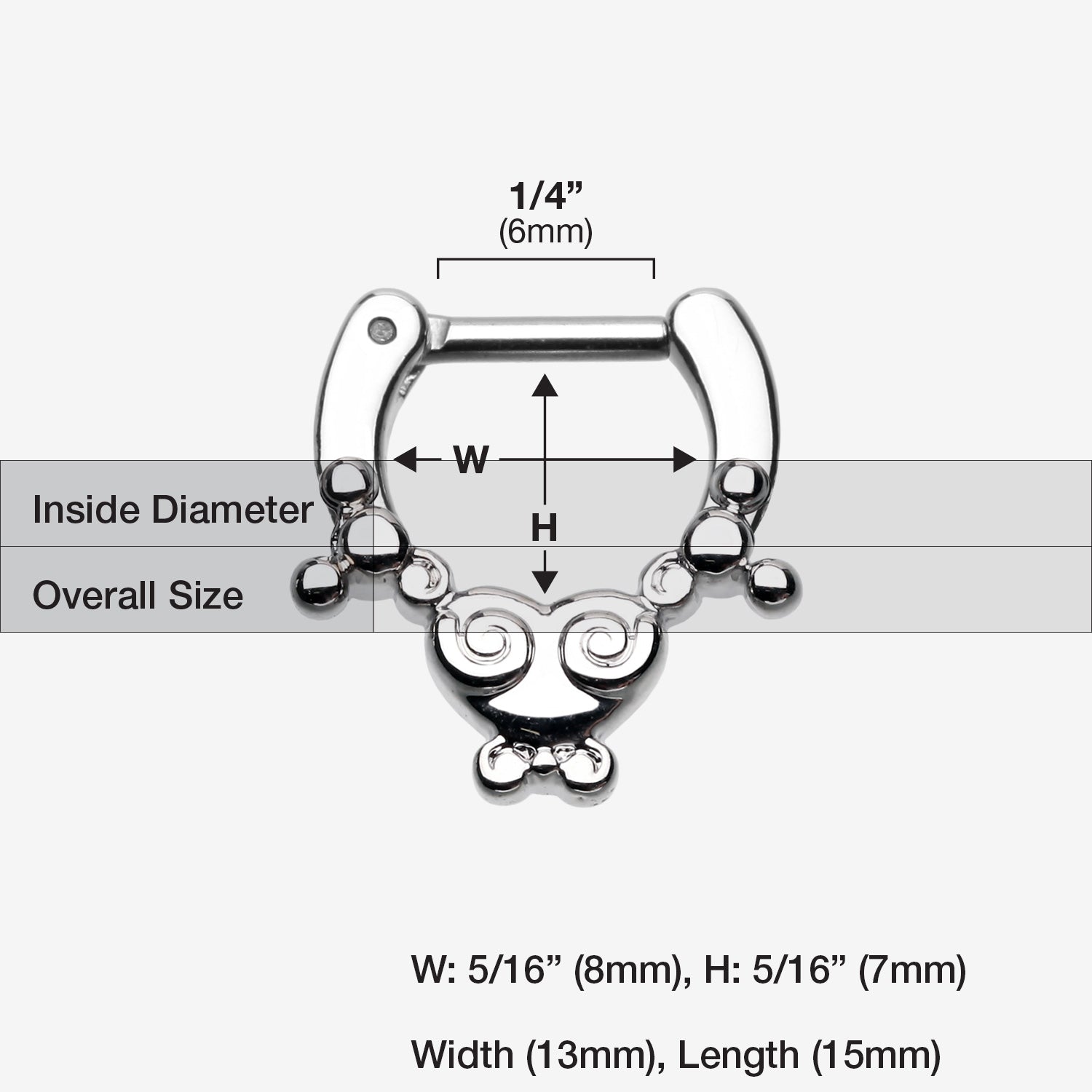 Detail View 1 of Tribal Saia Septum Clicker-Steel