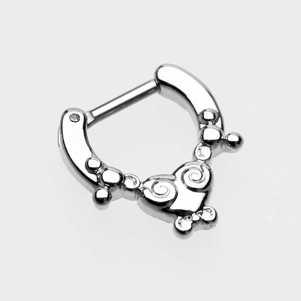 Detail View 2 of Tribal Saia Septum Clicker-Steel