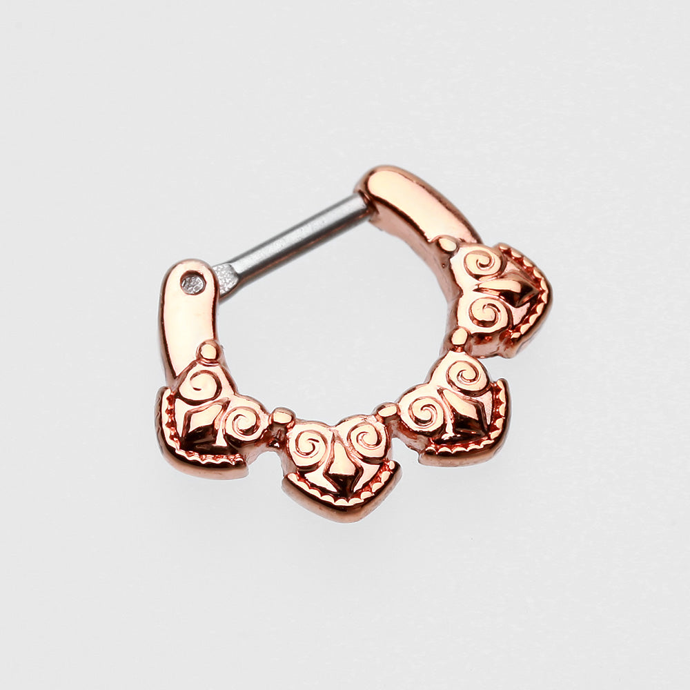Rose Gold Tribal Tetra Septum Clicker-Rose Gold