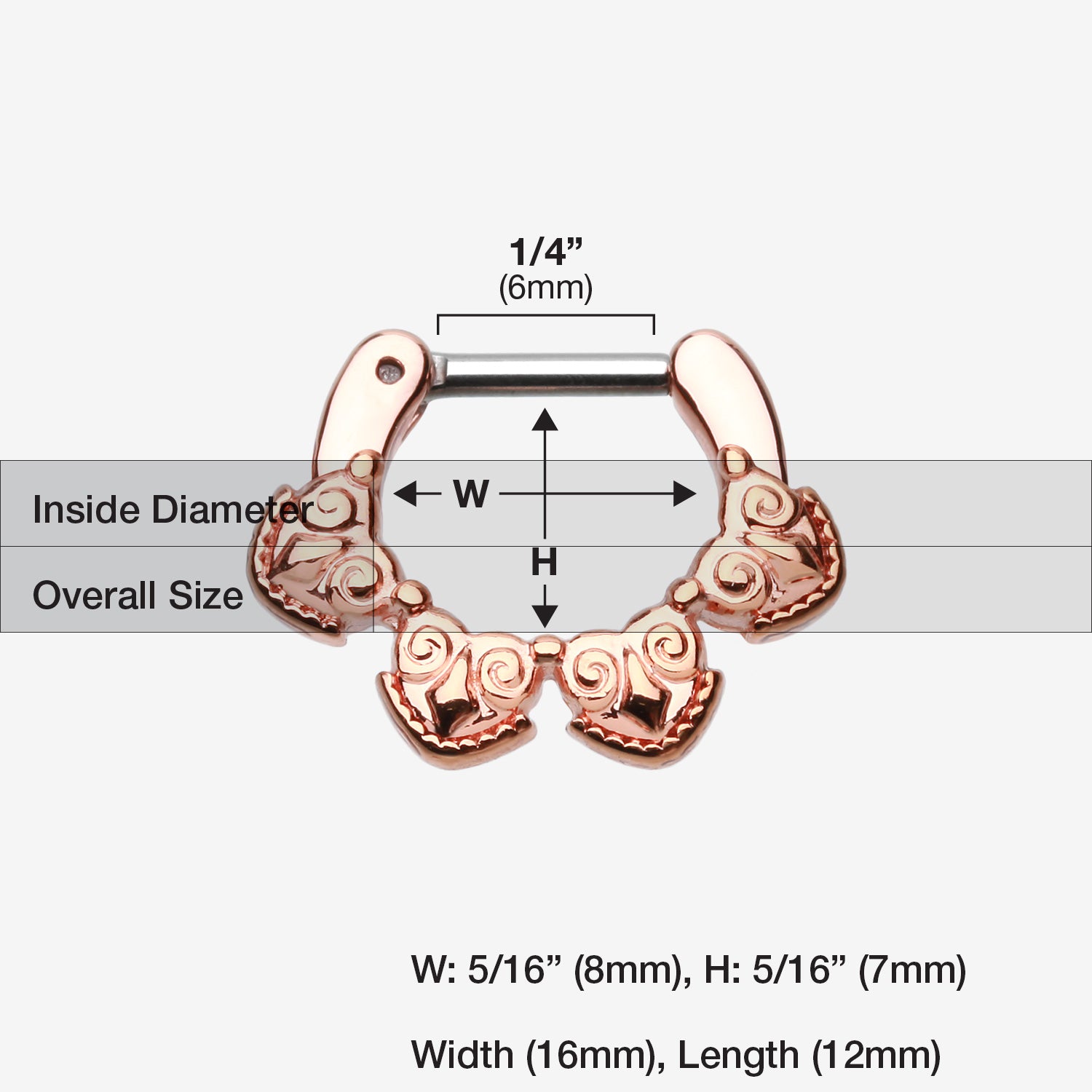 Rose Gold Tribal Tetra Septum Clicker-Rose Gold