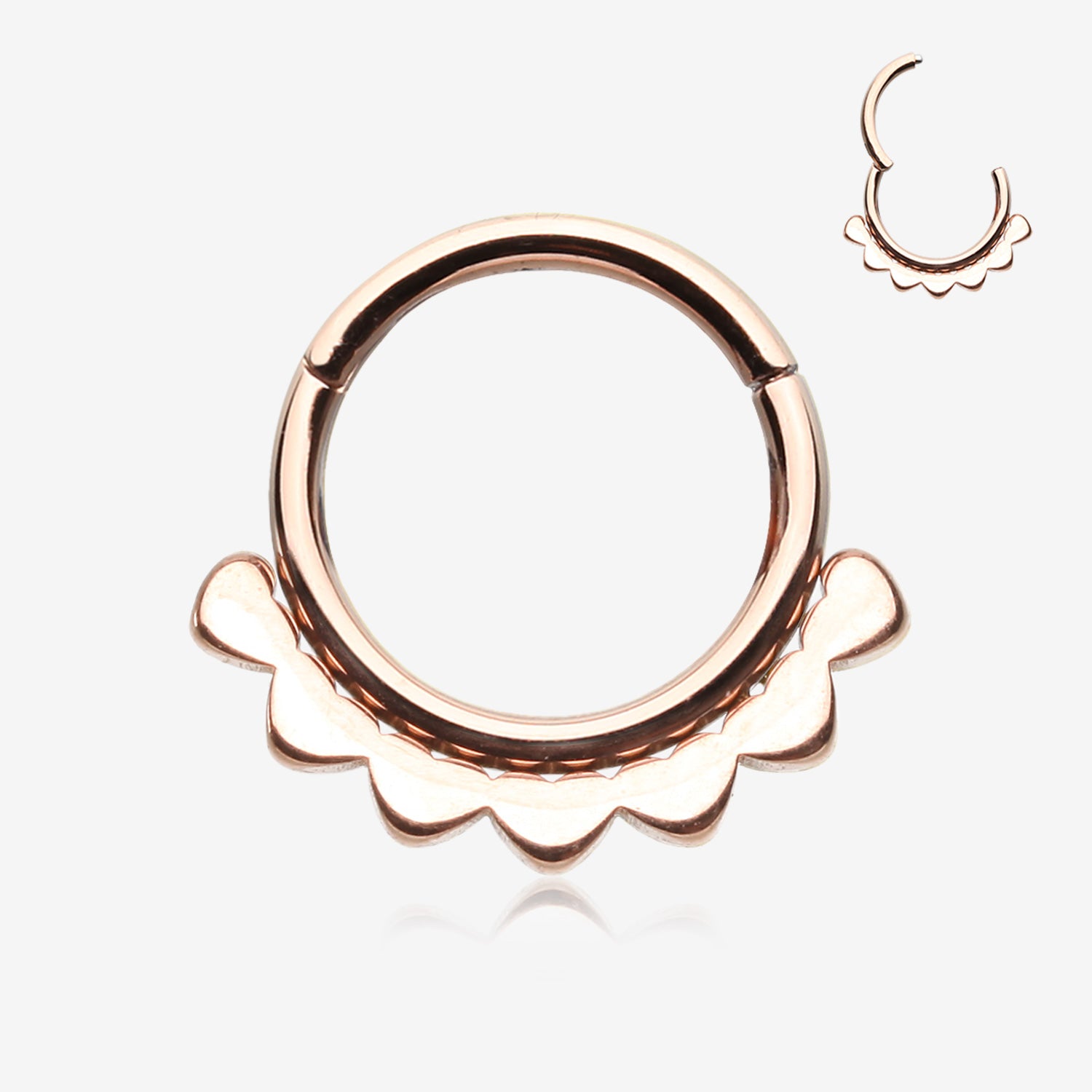Rose Gold Mandala Flower Clicker Hoop Ring
