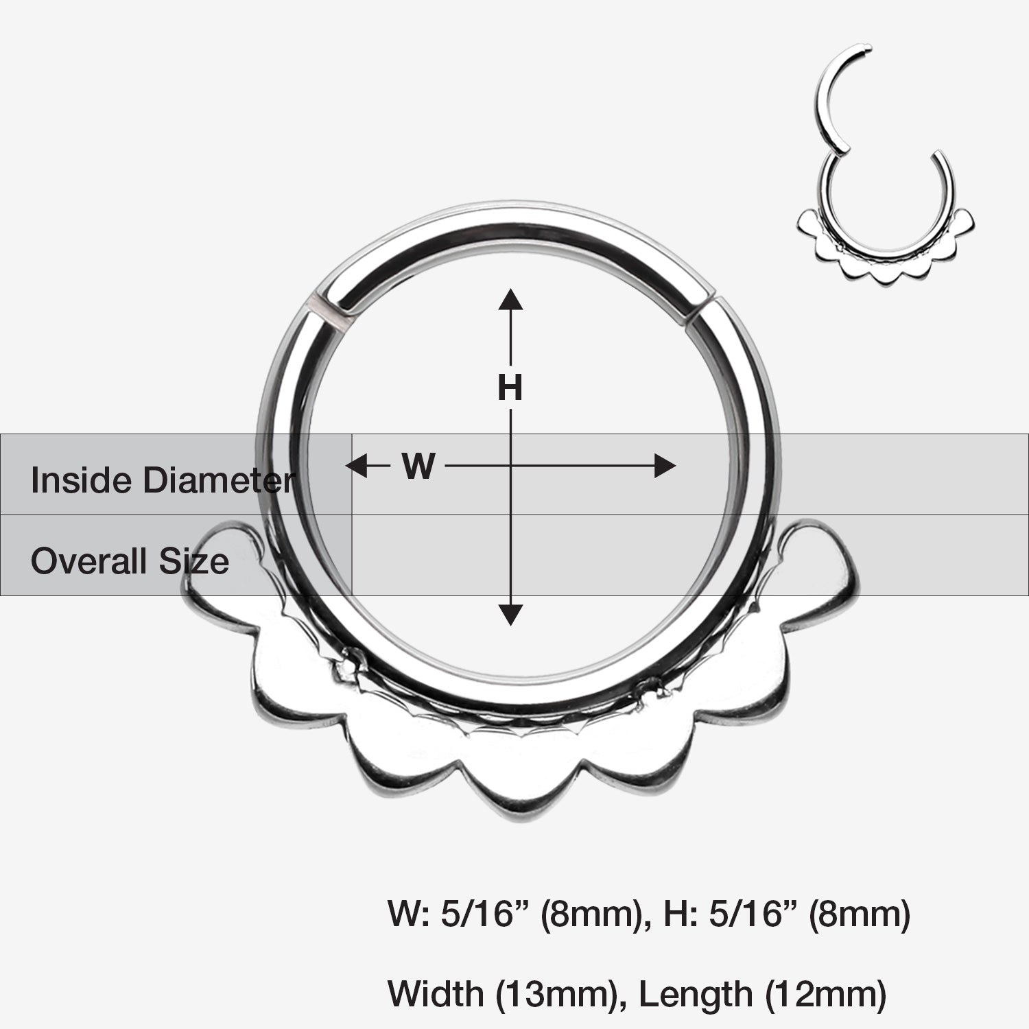 Detail View 1 of Mandala Flower Clicker Hoop Ring