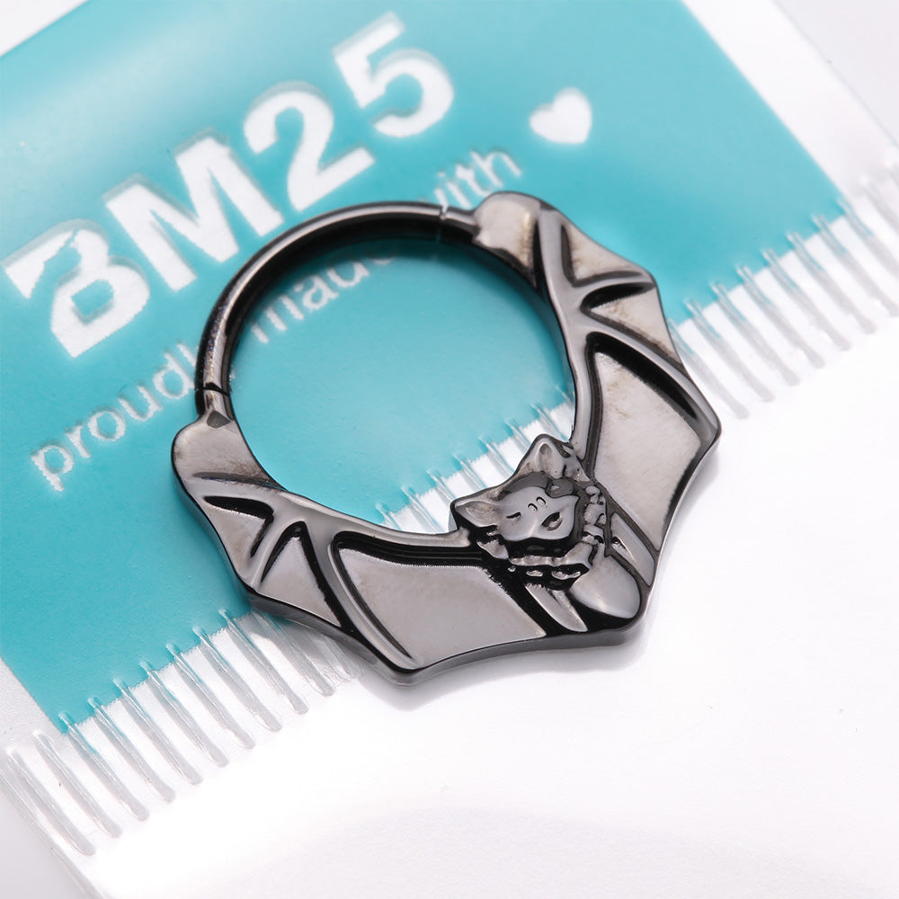 Detail View 4 of Blackline Flying Night Bat Steel Clicker Hoop Ring