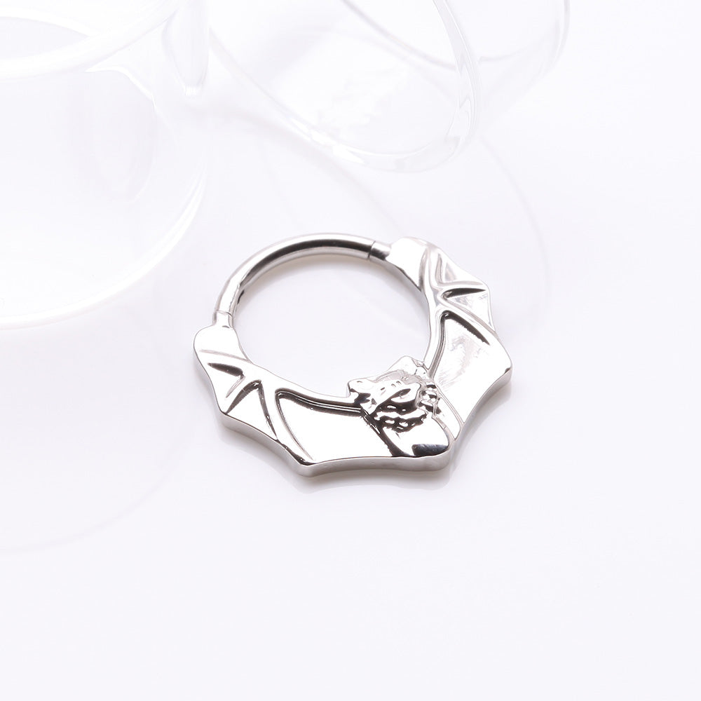 Detail View 2 of Flying Night Bat Steel Clicker Hoop Ring