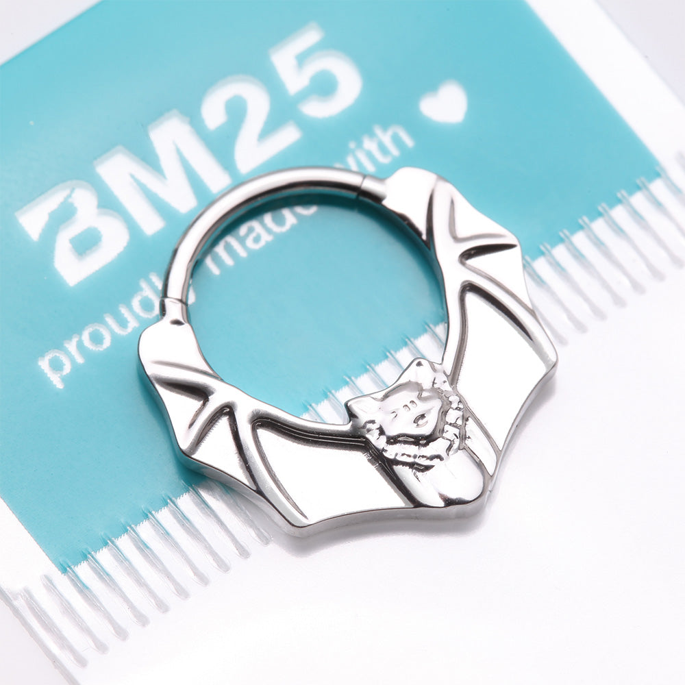 Detail View 4 of Flying Night Bat Steel Clicker Hoop Ring