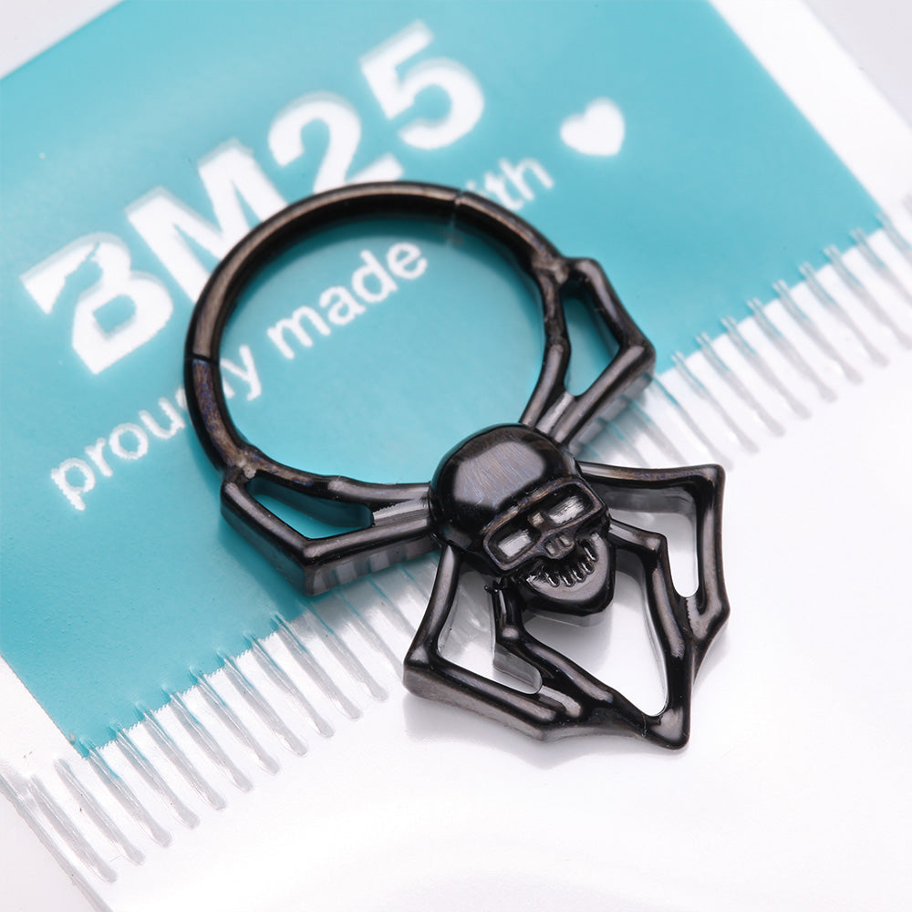 Detail View 4 of Blackline Venomous Skull Spider Steel Clicker Hoop Ring