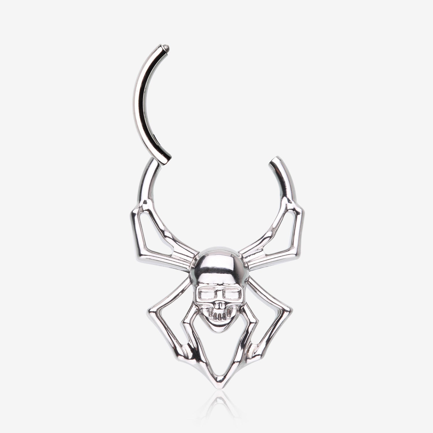 Detail View 1 of Venomous Skull Spider Steel Clicker Hoop Ring