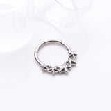 Detail View 2 of Nautical Star Cascade Steel Clicker Hoop Ring