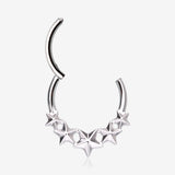 Detail View 1 of Nautical Star Cascade Steel Clicker Hoop Ring