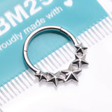 Detail View 4 of Nautical Star Cascade Steel Clicker Hoop Ring