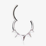 Detail View 1 of Triangle Pyramid Studded Spike Steel Clicker Hoop Ring