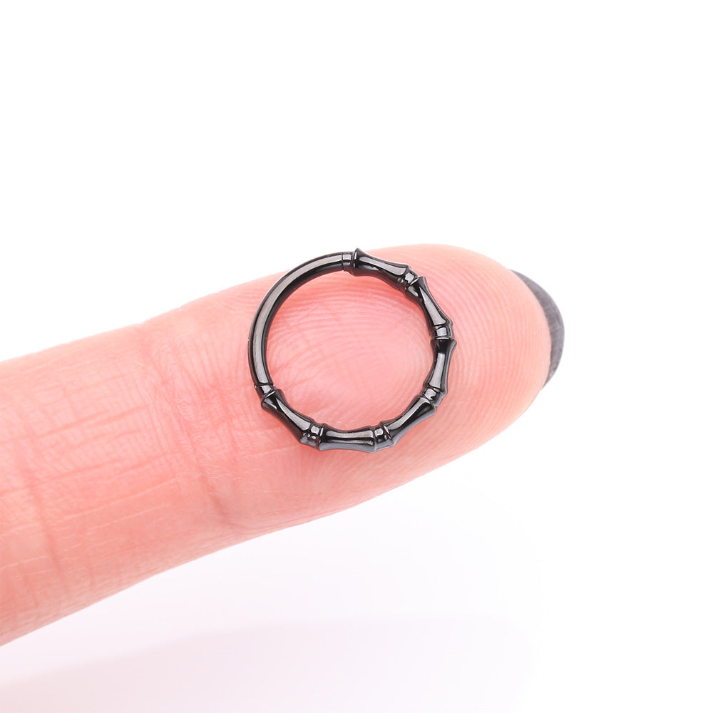 Detail View 3 of Blackline Tribal Bones Clicker Hoop Ring