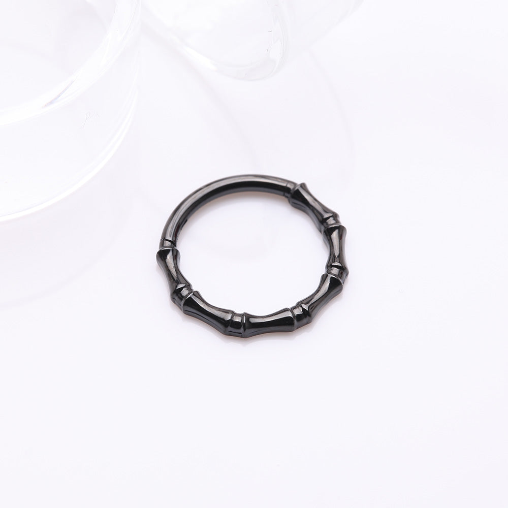 Detail View 2 of Blackline Tribal Bones Clicker Hoop Ring