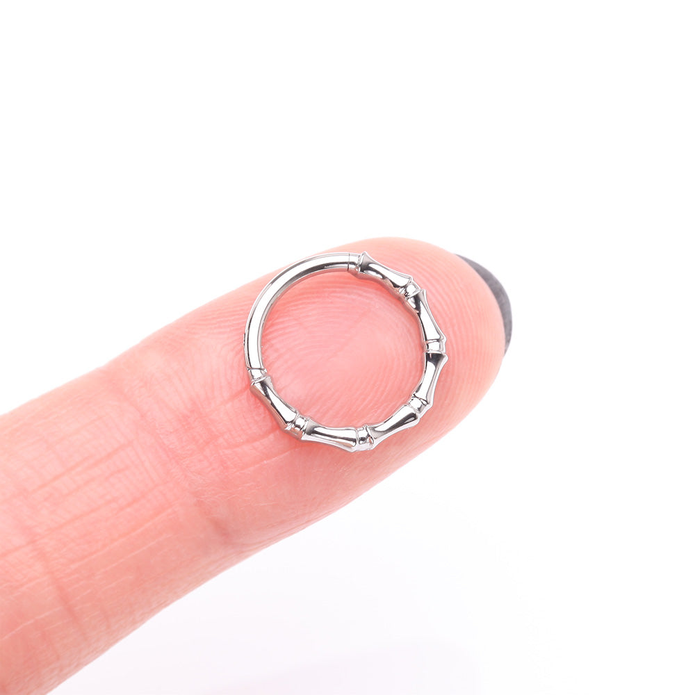 Detail View 3 of Tribal Bones Steel Clicker Hoop Ring
