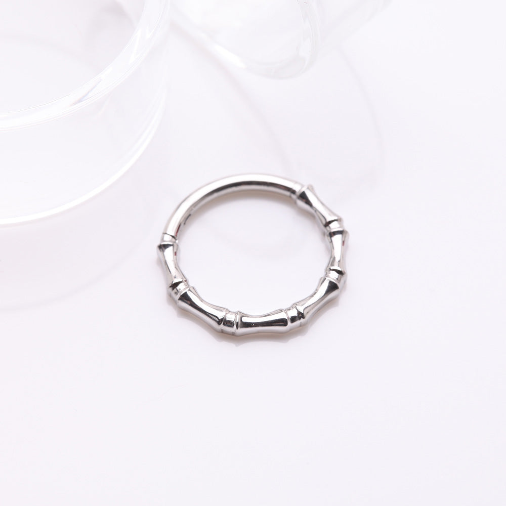 Detail View 2 of Tribal Bones Steel Clicker Hoop Ring