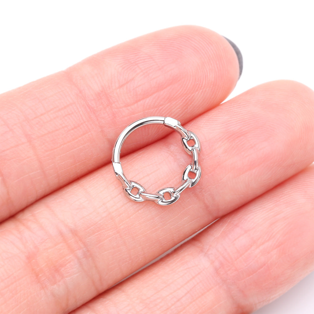Detail View 3 of Chain Link V2 Clicker Hoop Ring