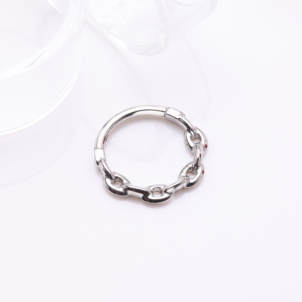 Detail View 2 of Chain Link V2 Clicker Hoop Ring