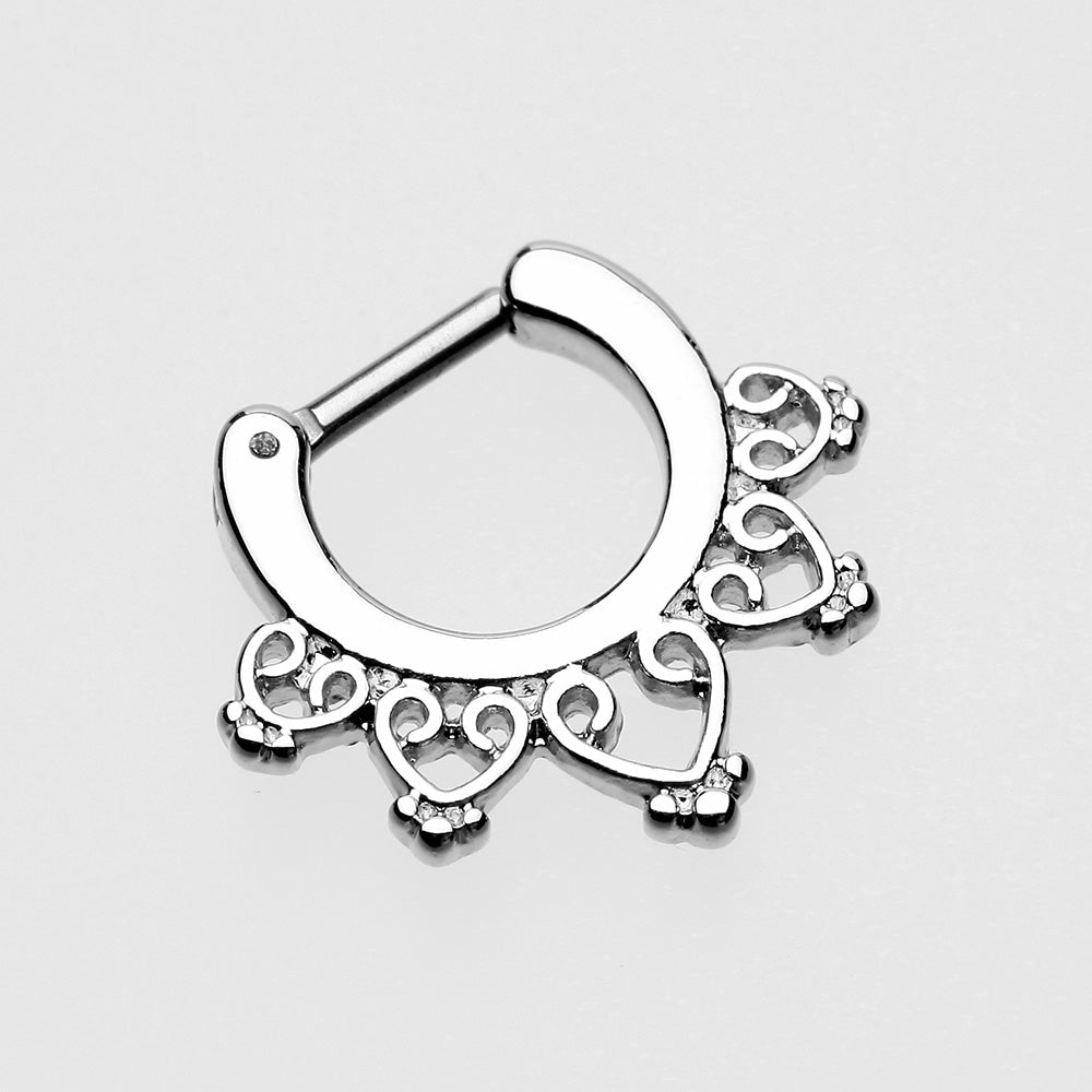 Detail View 2 of Royal Bliss Filigree Septum Clicker-Steel