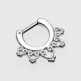 Detail View 2 of Royal Bliss Filigree Septum Clicker-Steel