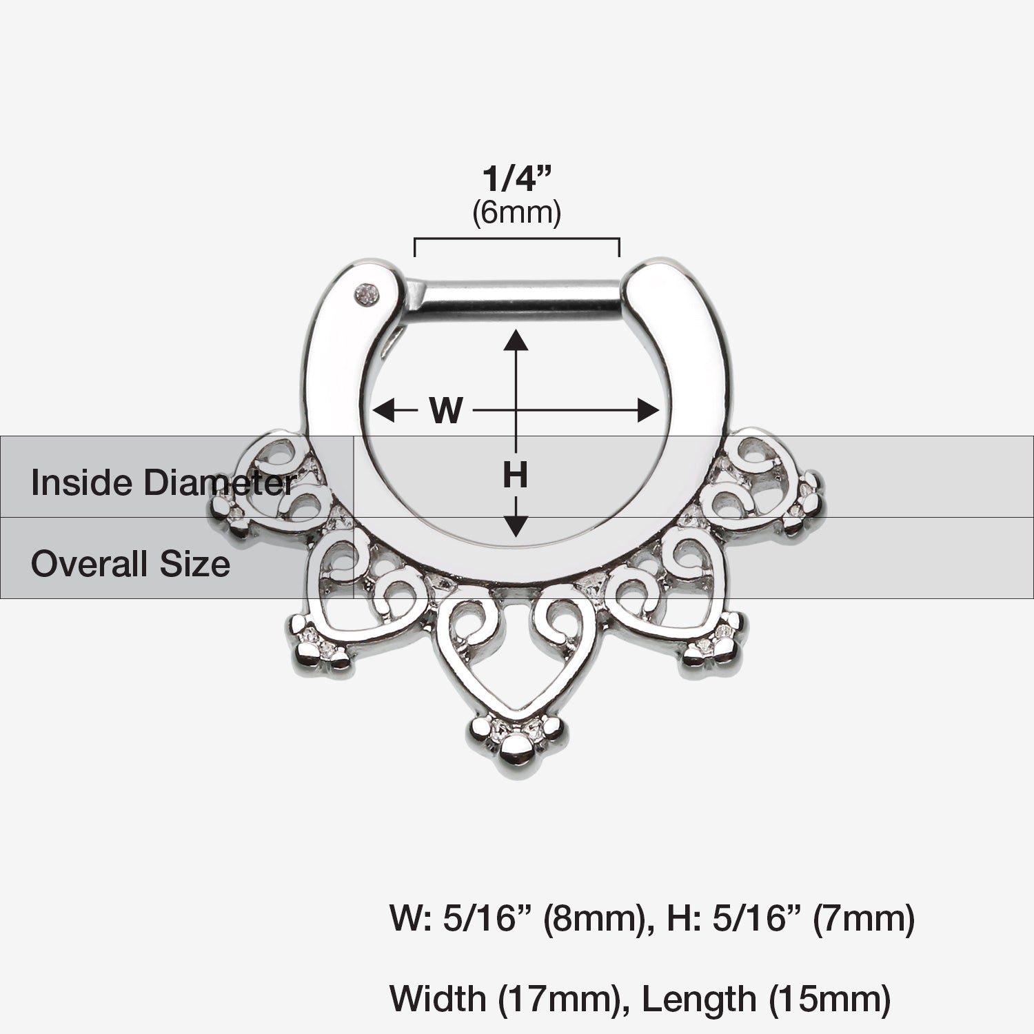 Detail View 1 of Royal Bliss Filigree Septum Clicker-Steel