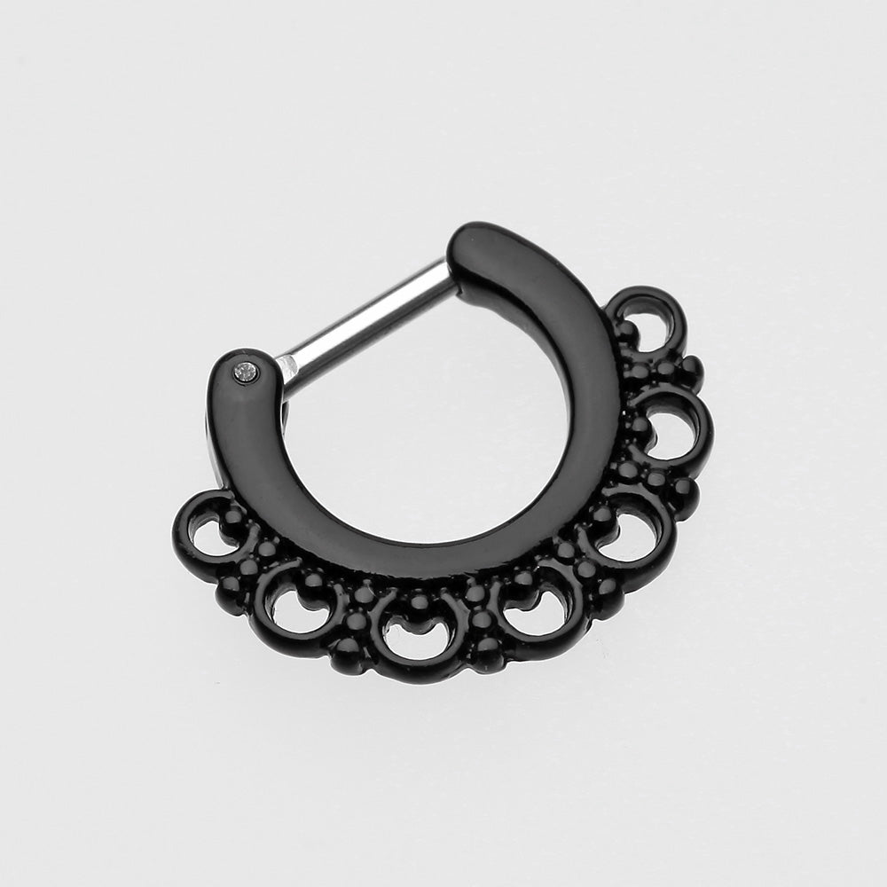 Detail View 2 of Colorline Majestic Filigree Septum Clicker-Black