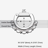 Detail View 1 of Majestic Ornate Filigree Septum Clicker-Steel