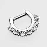 Detail View 2 of Majestic Ornate Filigree Septum Clicker-Steel
