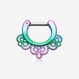 Rainbow Florid Filigree Septum Clicker