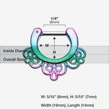 Detail View 1 of Rainbow Florid Filigree Septum Clicker-Rainbow