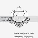 Detail View 1 of Florid Filigree Septum Clicker-Steel